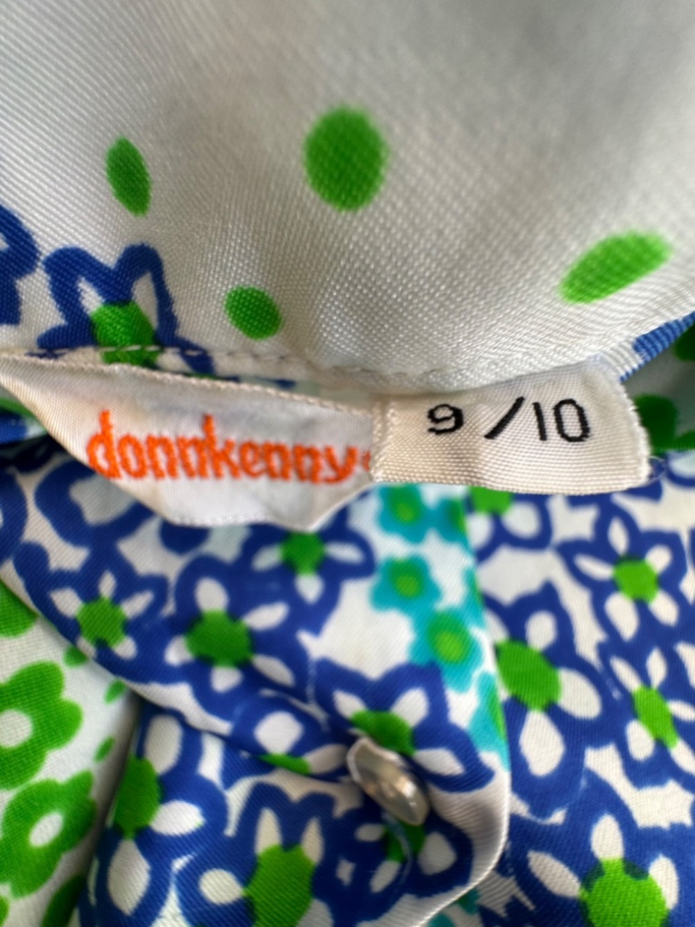 Vintage Donn kenny Green Blue Retro Vibrant Blouse Size 9/10 - Picture 8 of 9
